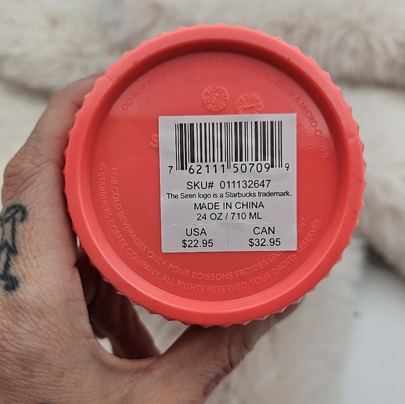 Starbucks Summer 2022‎ Dragonfruit Coral Studded Cold Cup Venti Tumbler 24 Oz - Picture 4 of 5